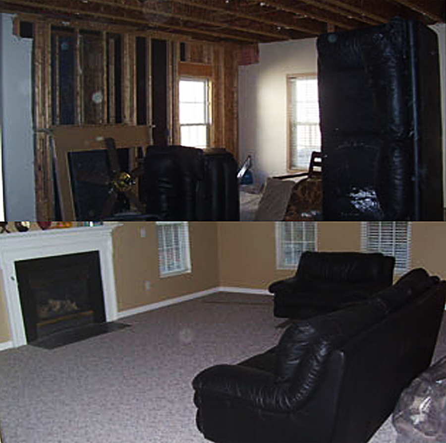 before and after water damage restoration